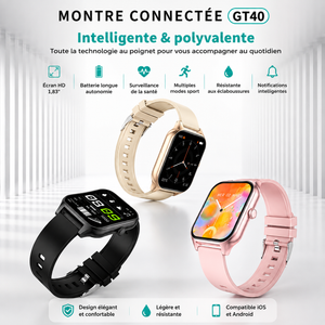 Montre connectée sportive, tracker de fitness & moniteur de sommeil pour iOS et Android